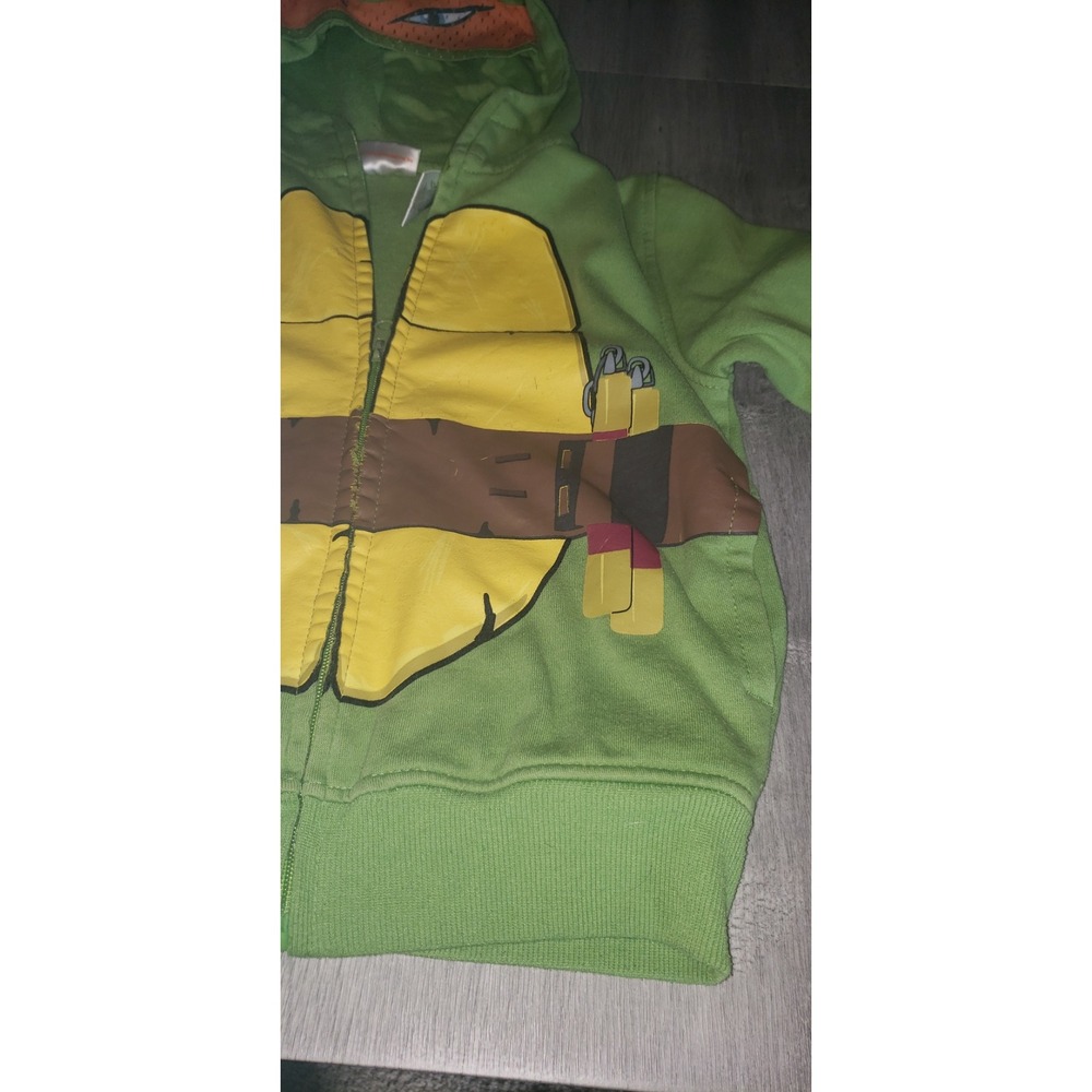 Nickelodeon TMNT Michelangelo Kids Green Zip Up Costume Hoodie Size 5/6